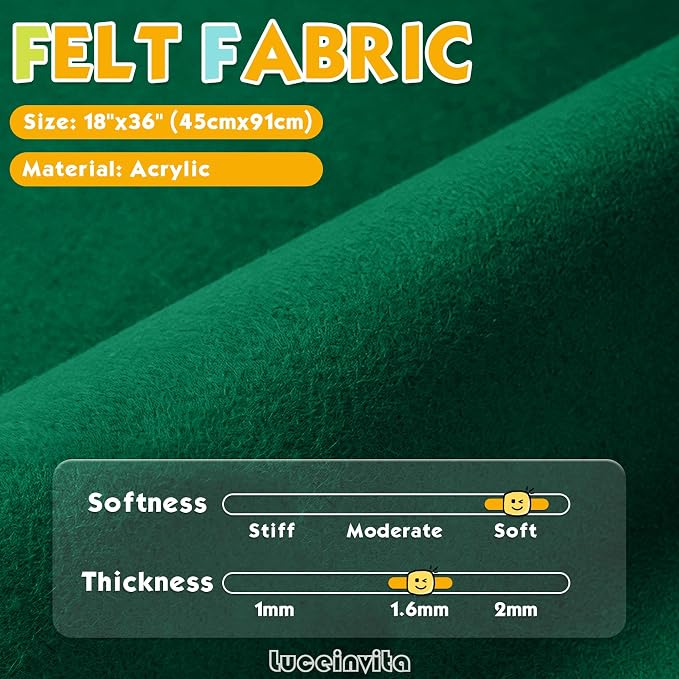 Emerald Green 18" X 36" Felt Fabric Sheet