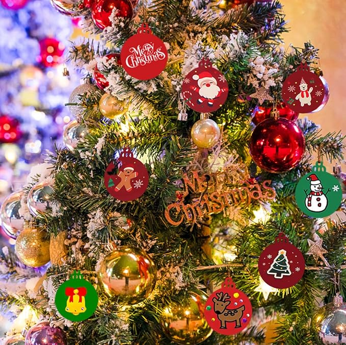 Artmag 50pcs Christmas Unfinished Wood Wooden DIY Ornaments Blank Round Wood