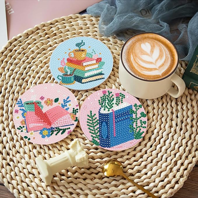 8 Pcs Book Diamond Art Coasters Kit