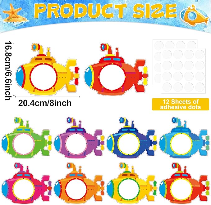gisgfim 80Pcs Summer Cutouts Submarine Decorations Under The Sea Bulletin Board