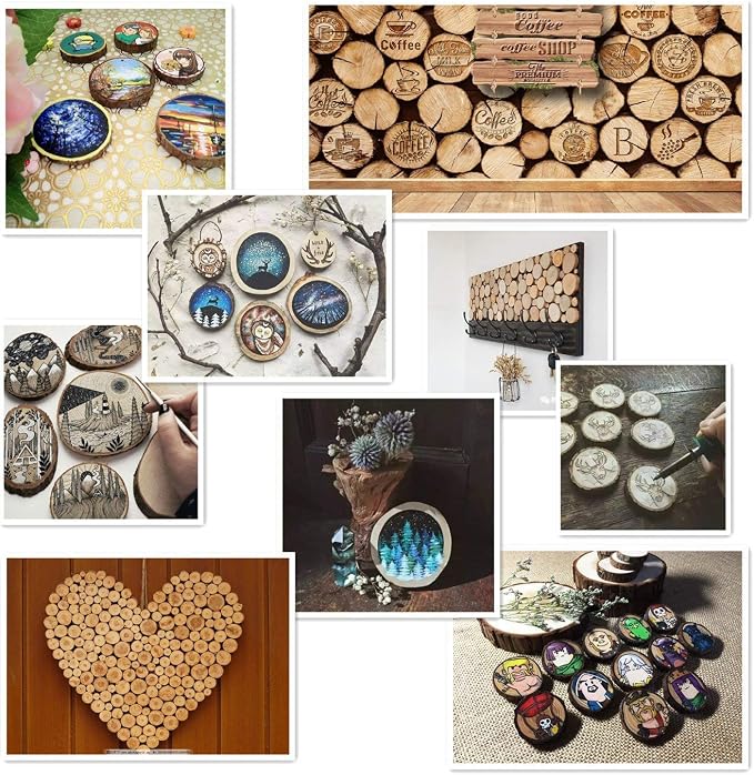 William Craft Unfinished Natural Wood Slices 20 Pcs 2.75-3.1 inch Wood Coaster