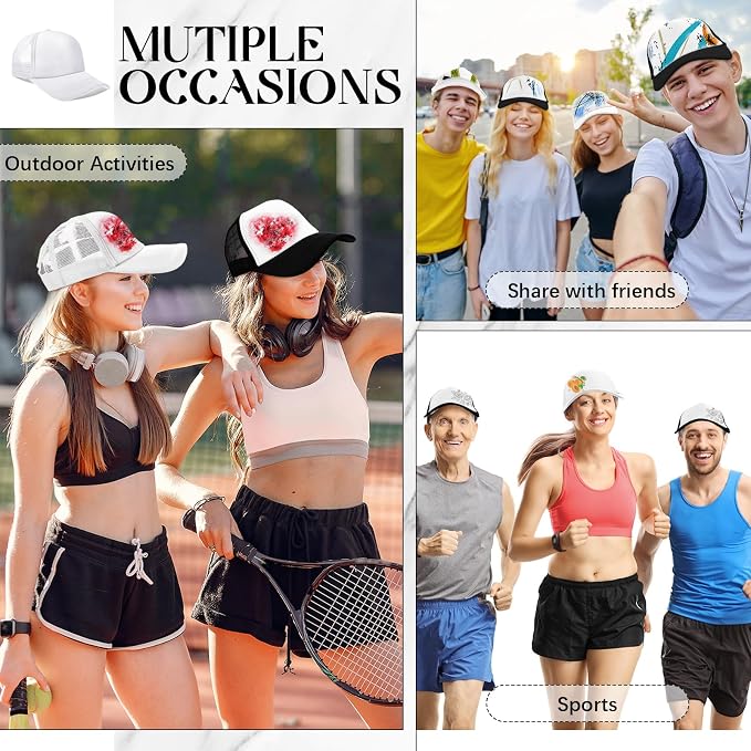 Vabean 24 Pack Sublimation Blank Cap Trucker Mesh Cap Unisex Plain Blank
