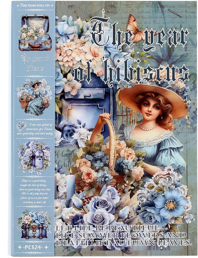 Vintage Ephemera Sticker 24 Sheets precut 300 washi Stickers Paper Journal