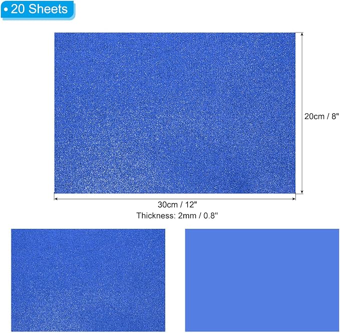 PATIKIL Dark Blue Shiny EVA Glitter Foam Sheet 11 x 8 Inch 2mm Thick Sparkle