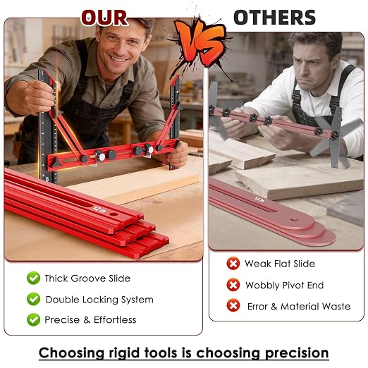 Stair Tread Template Tool with Triangular Brace and Edge Flip Stops | Stair
