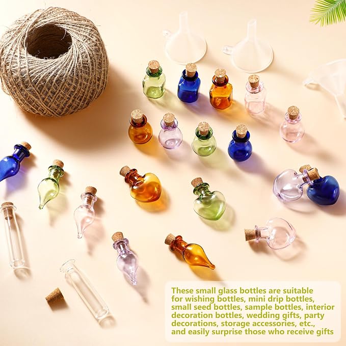 Geiserailie 50 Pieces Small Tiny Glass Spell Jars Bottle