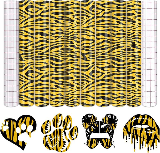 Tintnut Leopard Permanent Vinyl Tiger Pattern Adhesive Vinyl 8 Pcs 12x10 |