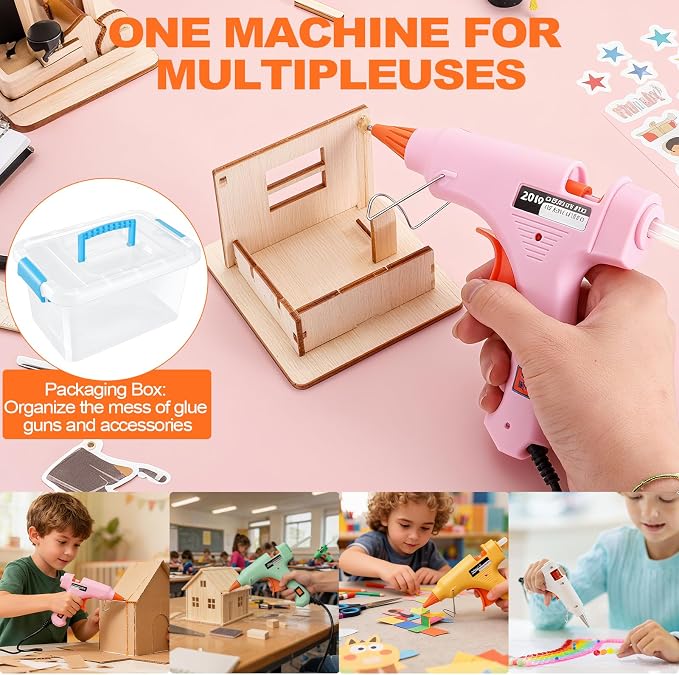 10 Pack Mini Hot Glue Gun with 50 Glue Sticks, 5 Colors Mini Hot Glue Gun Set