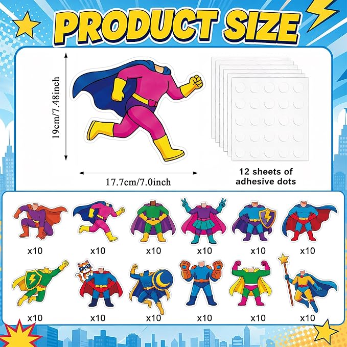 120pcs Super Theme Cutouts Colorful Comic Bulletin Board Decorations Back to