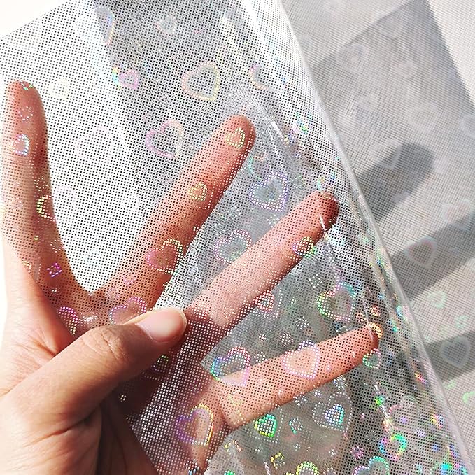 HYANG Transparent Love Rain PVC Super Clear Holographic Vinyl Faux Leather