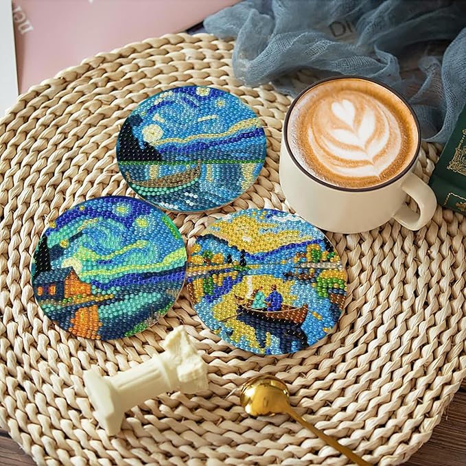 8 PCS Starry Sky Diamond Art Coasters Kit