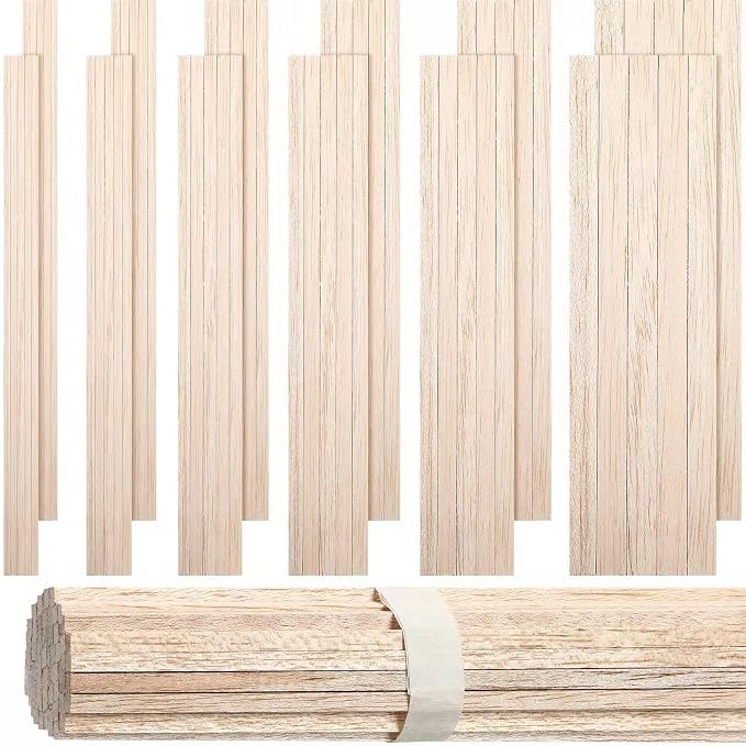 Yulejo 215 Pieces Balsa Wood Sticks Wooden Dowel Rods Square Hardwood