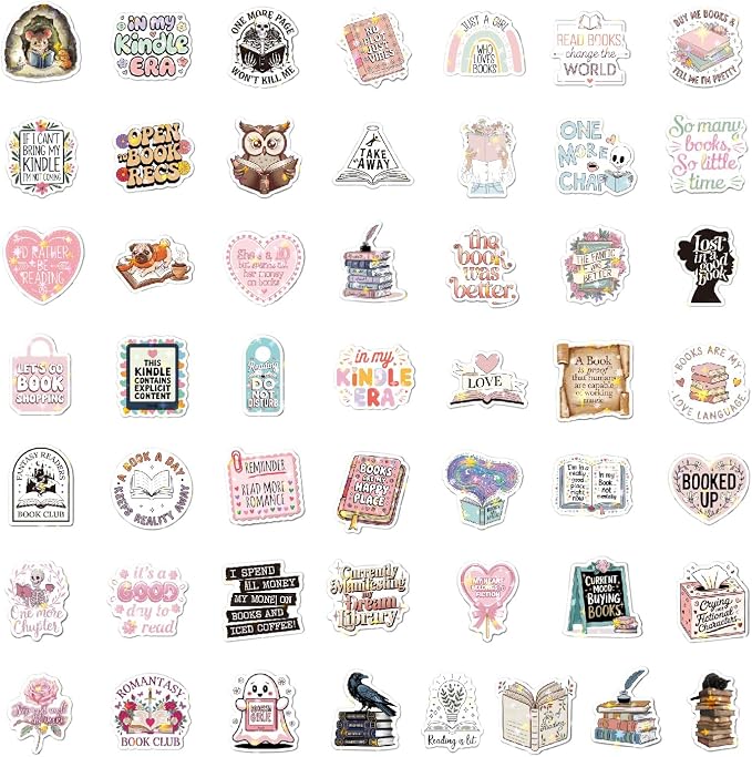 150 Pcs Romance Book Stickers for Kindle, Holographic Reading Sticker Packs for