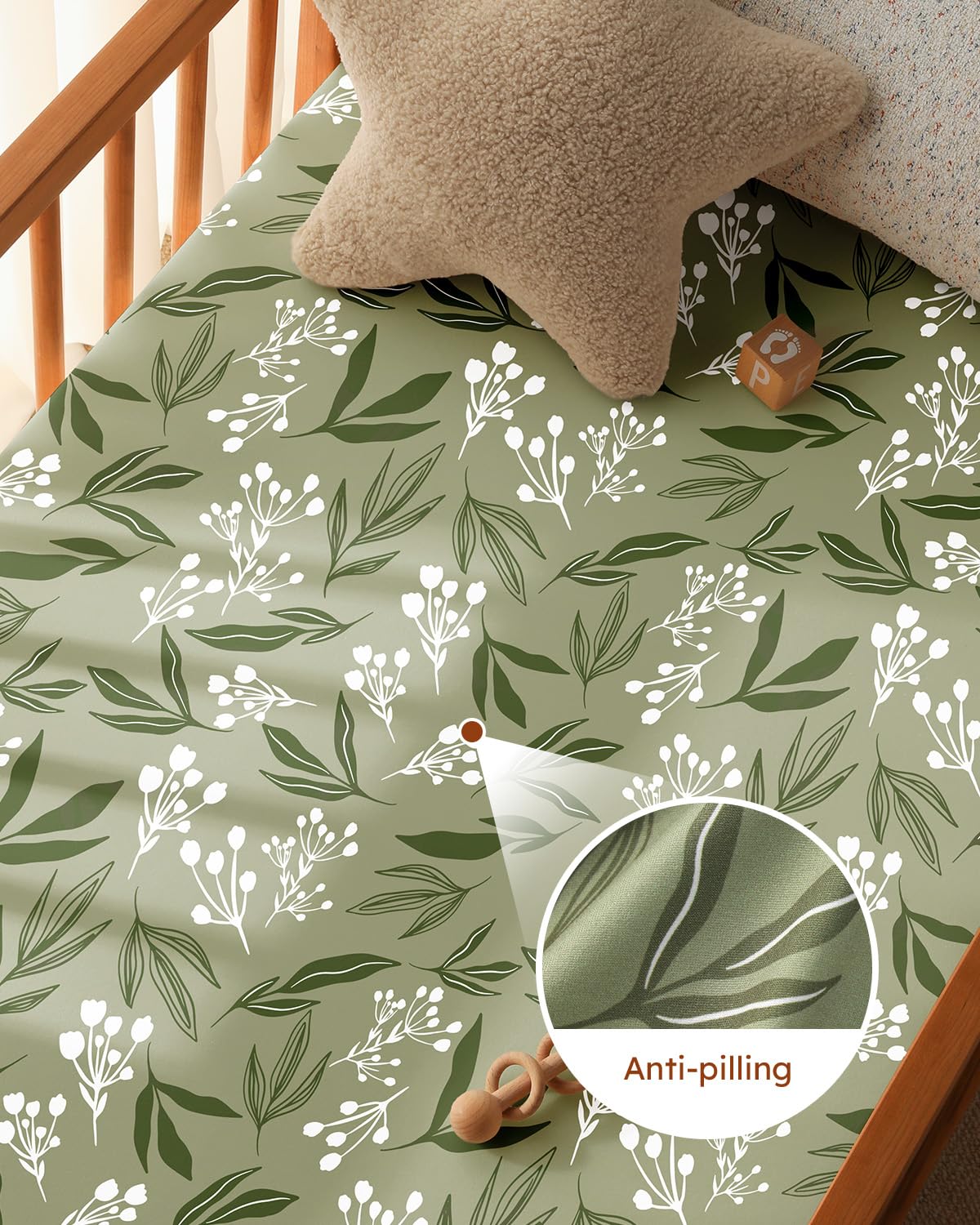 Baby Crib Sheets for Boys Girls, 28x52x8in Fitted Crib Sheet Neutral 3 Pack for Standard Crib and Toddler Mattress, Breathable Soft Microfiber Baby Sheet Green & Brown Fox