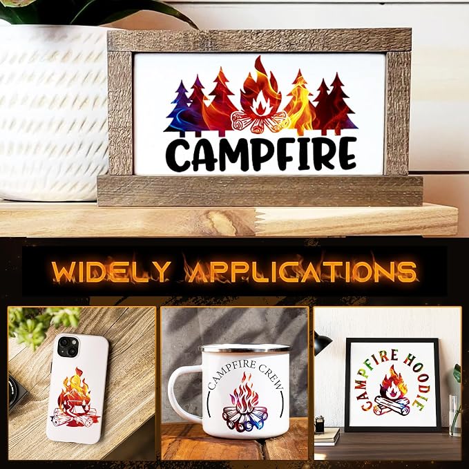 Tintnut Flame Pattern Permanent Vinyl 8 Pcs 12x10in Red Blue Adhesive Viny |