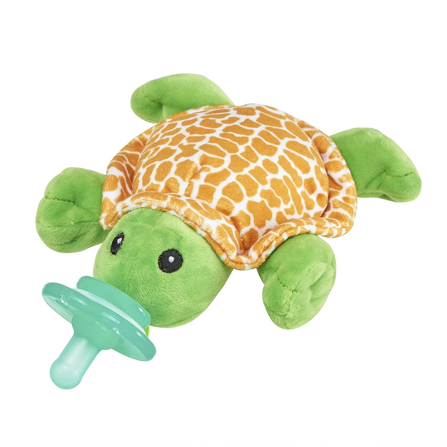 Nookums Paci-Plushies Shakies - Pacifier Holder with Built in Rattle (2 in 1)- Adapts to Name Brand Pacifiers, Suitable for All Ages, Plush Toy Includes Detachable Pacifier (Turtle)