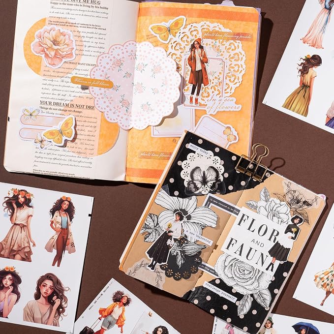 JOYCHOIC Scrapbook Stickers Set, Junk Journal Supplies, Planner DIY Arts Craft