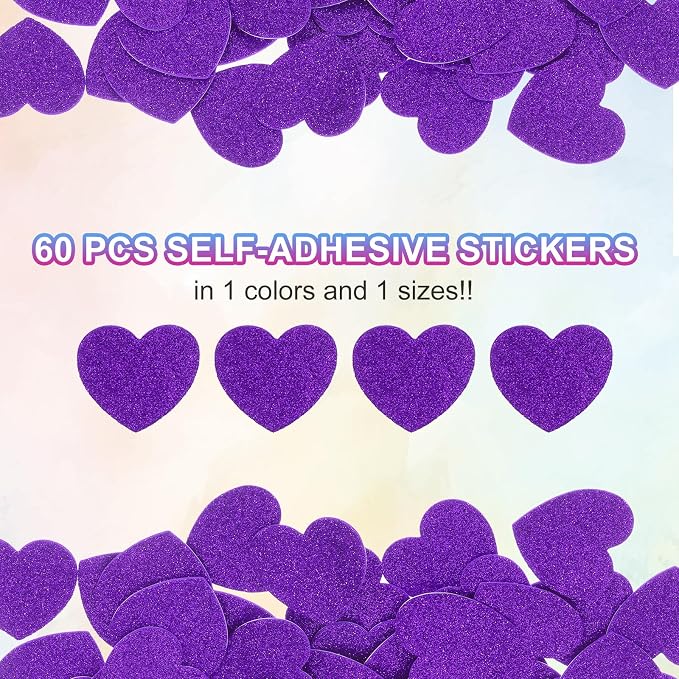 MECCANIXITY 60Pcs Glitter Foam Stickers 1 Inch Self-Adhesive Sparkly