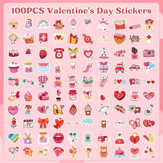 Valentines Party Favors | 100 PCS Valentines Stickers