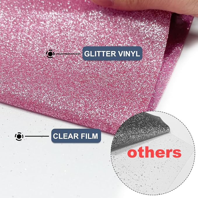 Pink Glitter Heat Transfer Vinyl 12" x 8 ft HTV