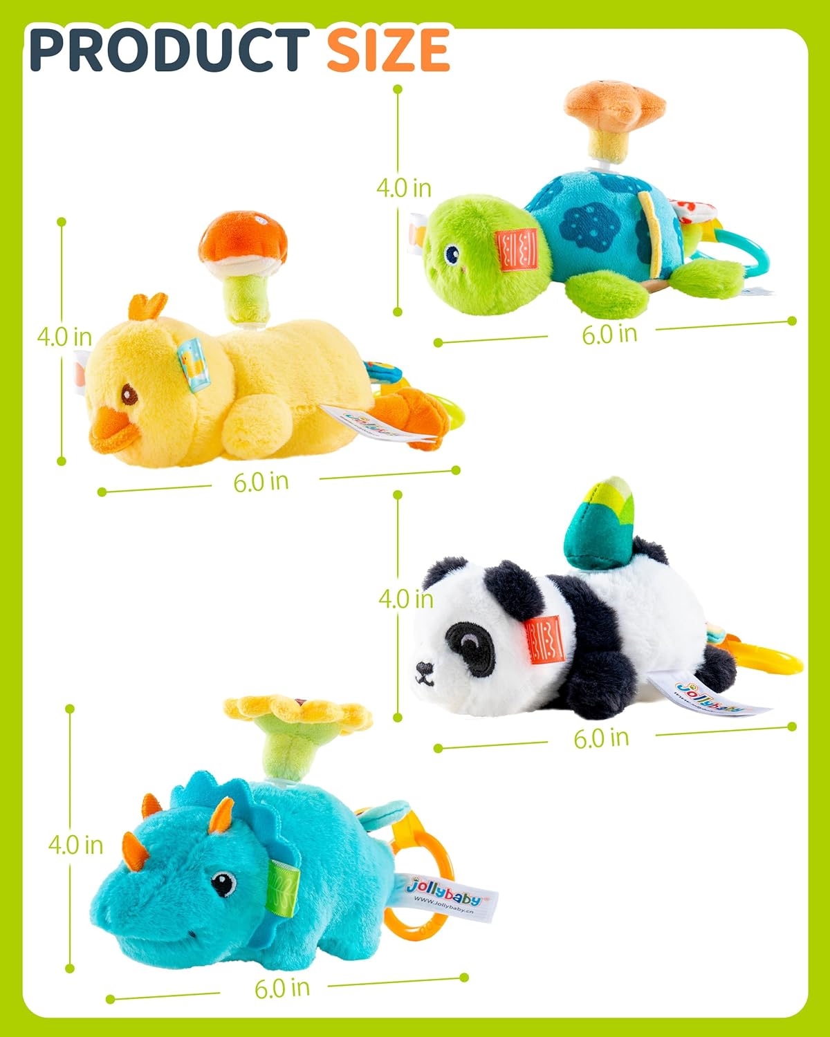 Jollybaby Baby Rattles & Soft Plush Spinner Toy for Babies 0-3-6-12 Months, Sensory Developmental Toys for Newborn 0-2-4-7-8-9 Months, Baby Shower & Birthday Gifts - Duck