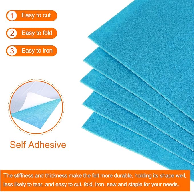 MECCANIXITY Adhesive Felt Sheets, Felt Fabric Crafts Back Adhesive Felt Sheets