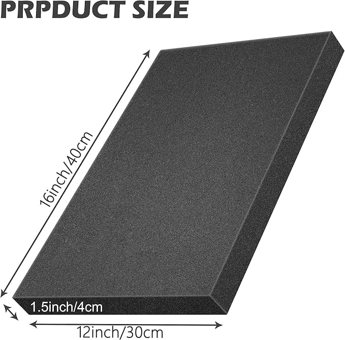 4 Pcs Polyurethane Foam Sheet- 16 x 12 x 1.5 Inch Cuttable Foam Inserts