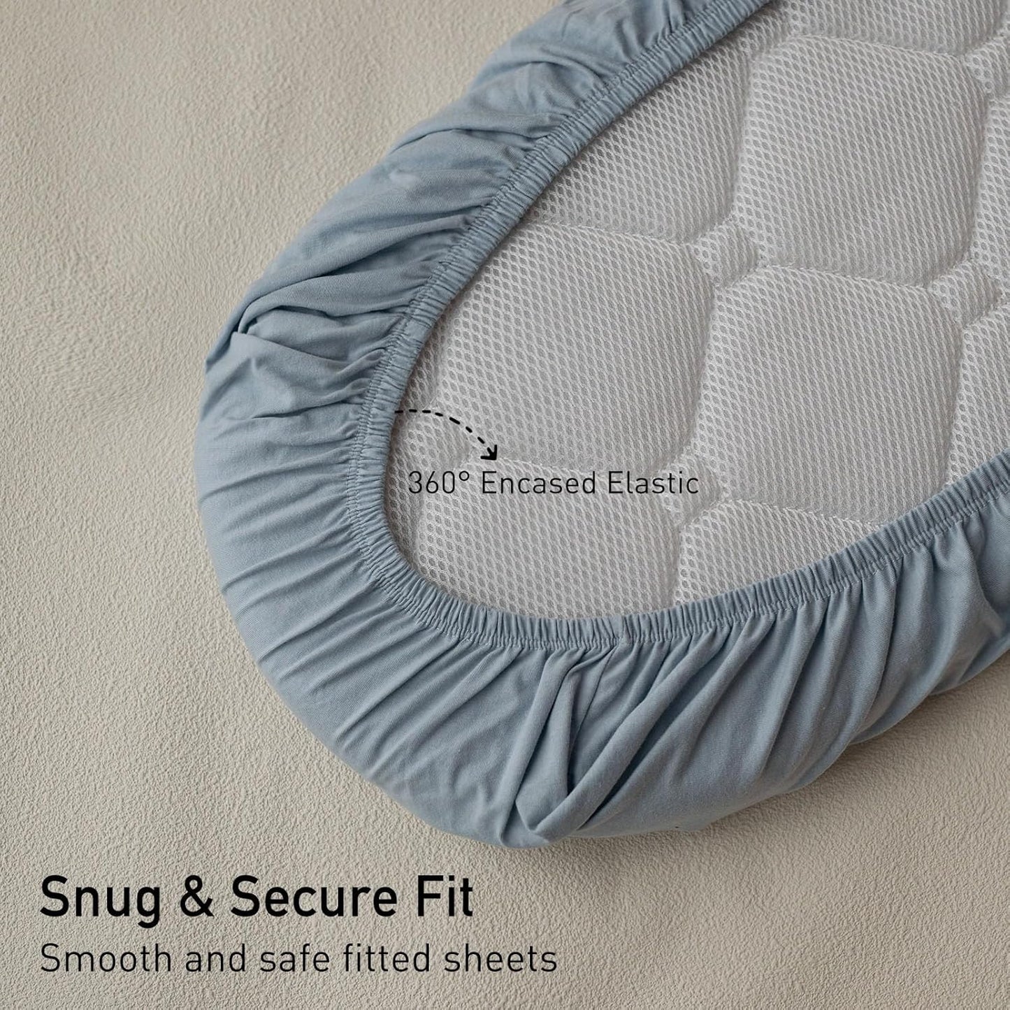 Gllquen Baby Bassinet Sheets 2 Pack, 100% Organic Cotton Bassinet Fitted Sheets for Girls Boys, Soft & Breathable Unisex Baby Mattress Sheet for Standard Bassinets 33"x17"(Blue)