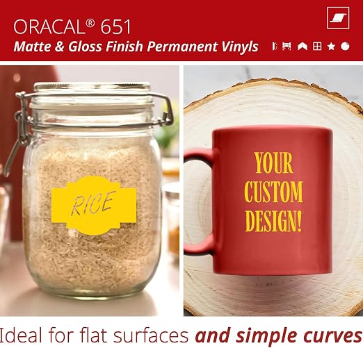 ORACAL 651 Matte Light Yellow Vinyl Durable Roll Easy to Weed Permanent