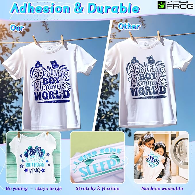 VINYL FROG Blue HTV Vinyl 10 Sheets Iron on Vinyl 12” X 10”Heat Transfer Vinyl