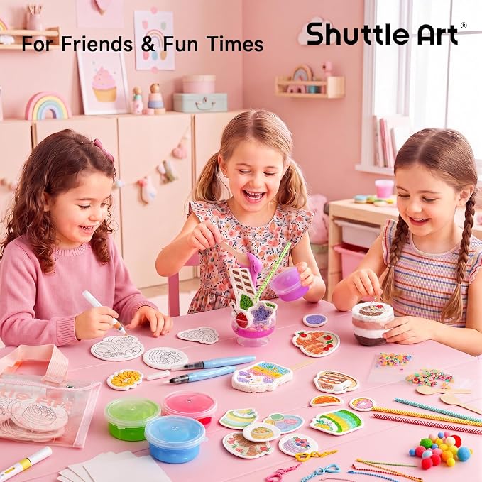 Shuttle Art 105 Pcs Magic Foam Texture Painting Kit Dessert Series: 24 Dessert