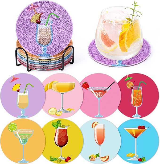 Cocktail Diamond Art Painting Coasters Kit