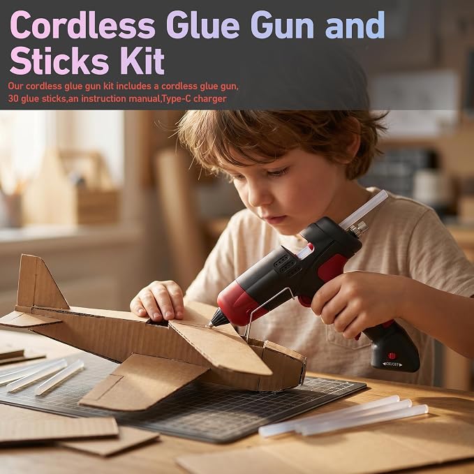 20W Cordless Hot Glue Gun, Fast Preheating Hot Glue Gun and 30pcs Sticks Set