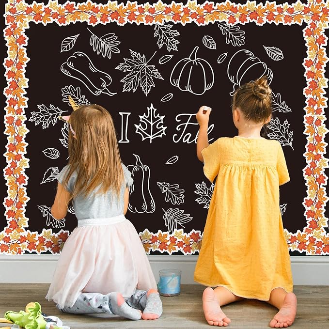 FYSUIMU 65.6 Ft Fall Thanksgiving Bulletin Board Borders Maple Leaves Vine Die