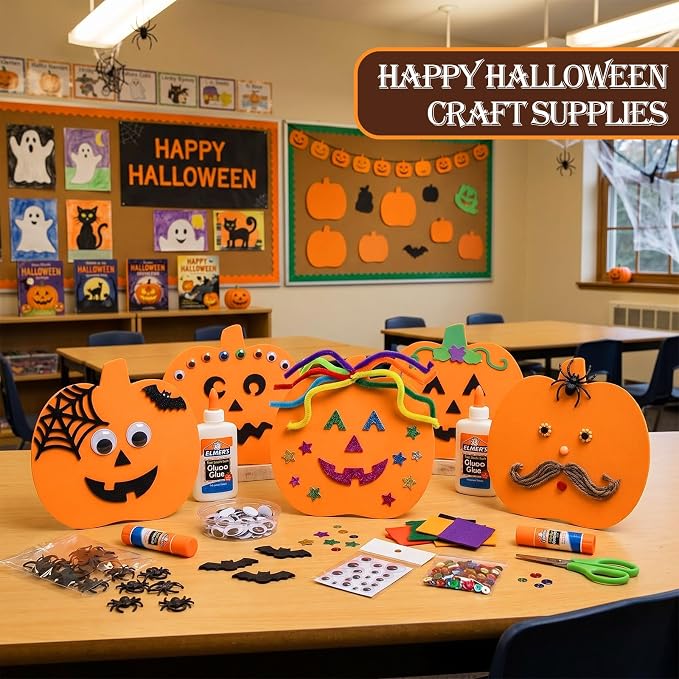 Ireer 48 Pcs Large Foam Pumpkin Cutouts 6 Inch Halloween Crafts Cutouts Fall