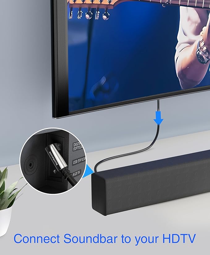 BlueRigger Optical Audio Toslink Cable - 35FT (90 Degrees Optical Cable for Soundbar, 360 Degree Rotatable Right Angle, S/PDIF Digital Toslink) - Fiber Optic Compatible with HDTV, Game Console, DVR