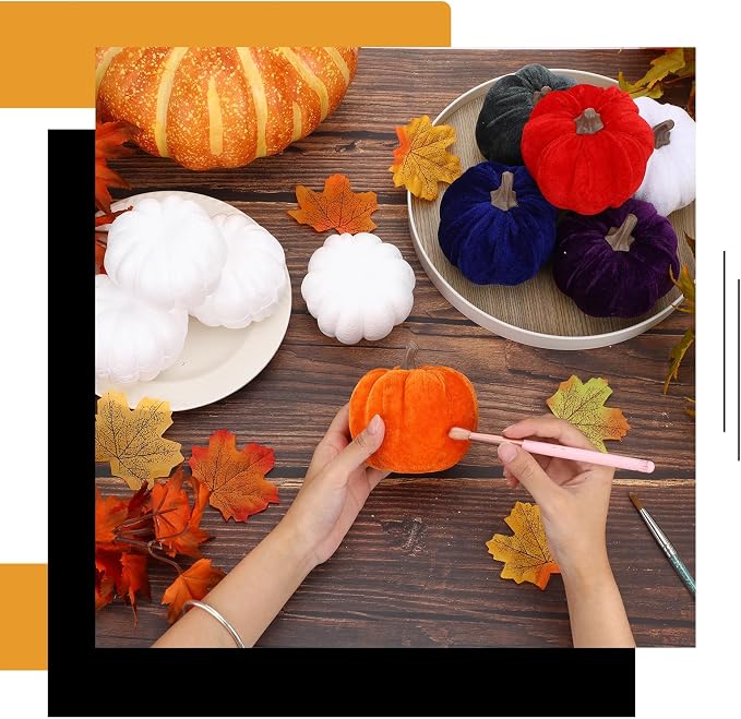 Lenwen 24 Pcs Fall White Foam Pumpkins