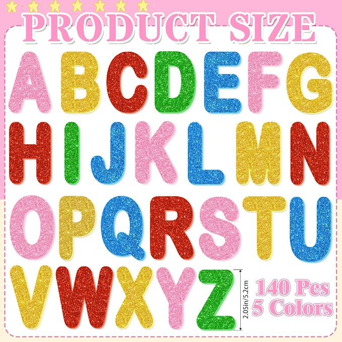 2 Inch Large Foam Letter Stickers Glitter Big Font