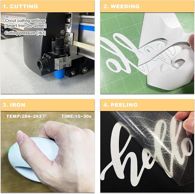 White Glitter Heat Transfer Vinyl 12" x 8 ft HTV