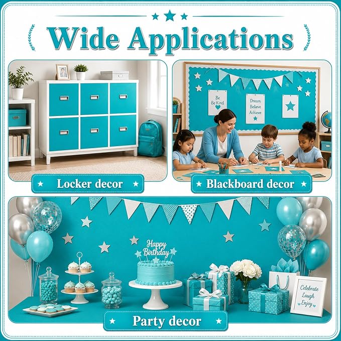 Teal Blue Bulletin Board Roll Non-Woven Fabric Poster 16in X 20ft | Back to