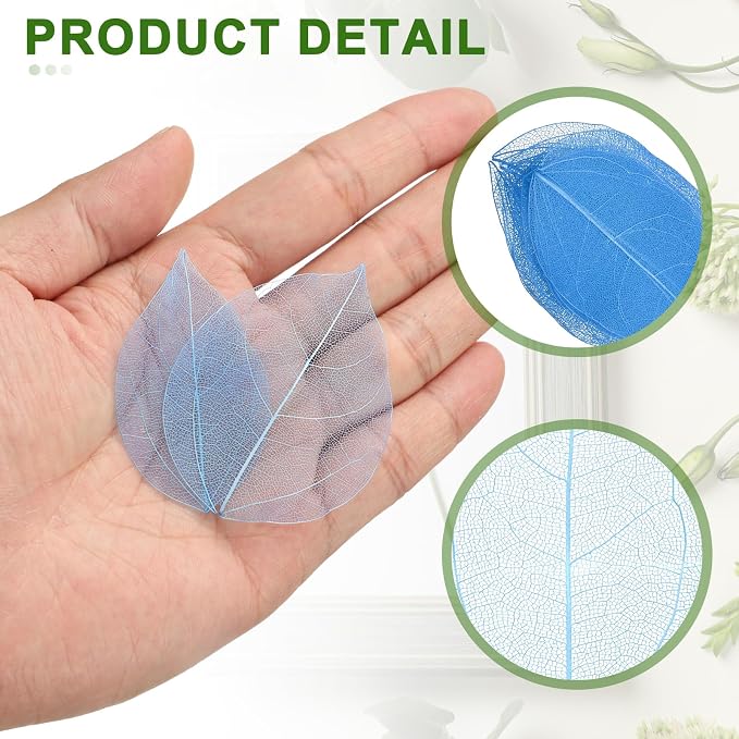 uxcell 100 Pcs Cyan Skeleton Leaves