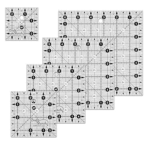 5 Non-Slip Square Quilt Template Rulers