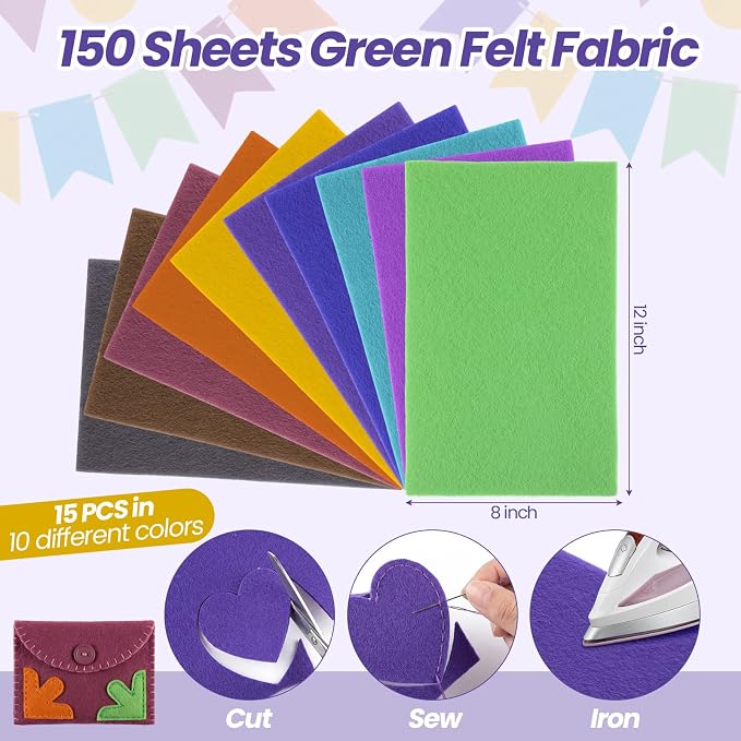 Peryiter 150 Pcs Fall Felt Sheets Bulk