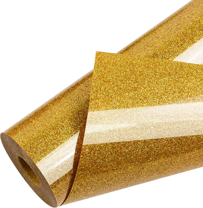 Golden Glitter Heat Transfer Vinyl, Glitter Iron-On