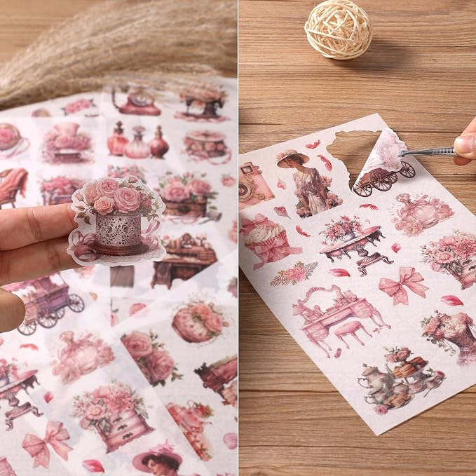 Vintage Ephemera Sticker 24 Sheets precut 300 washi Stickers Paper People