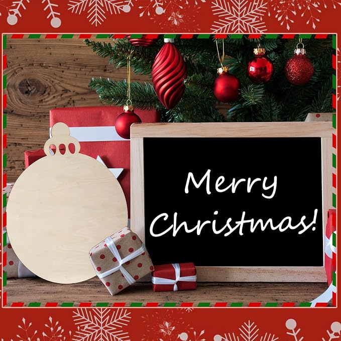 Anglechic 12 Pcs 12 Inch Christmas Ball Wood Cutouts DIY Wooden Christmas