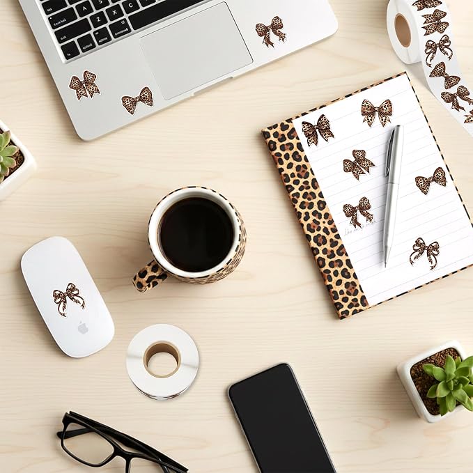 Trendy Cheetah Bow Stickers