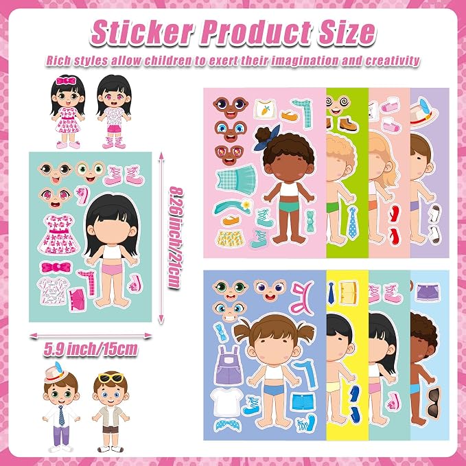 32 Sheets Make a Face and Dress Up Stickers, Make Your Own Stickers
