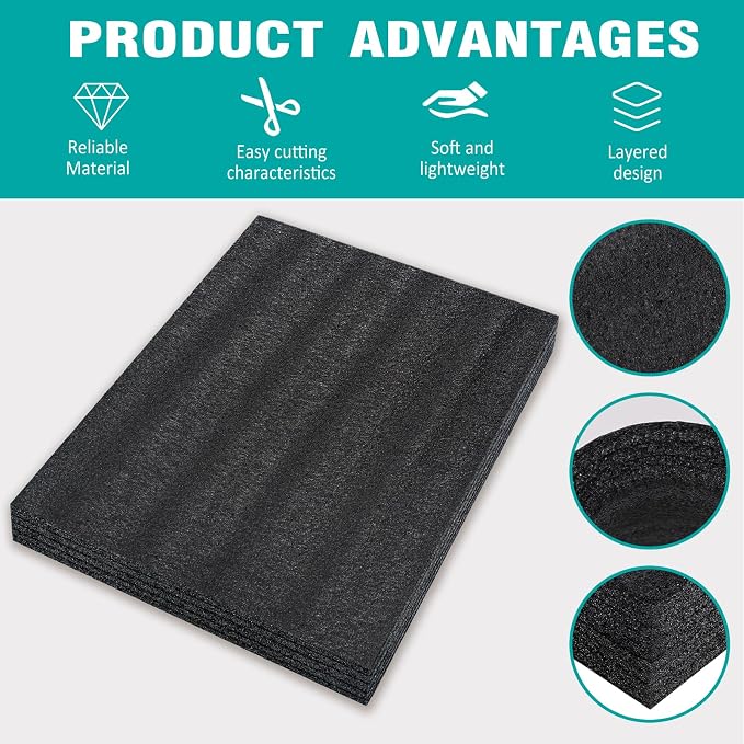 AurDo 5 Pcs Black Polyurethane Foam Sheet, Toolbox Storage