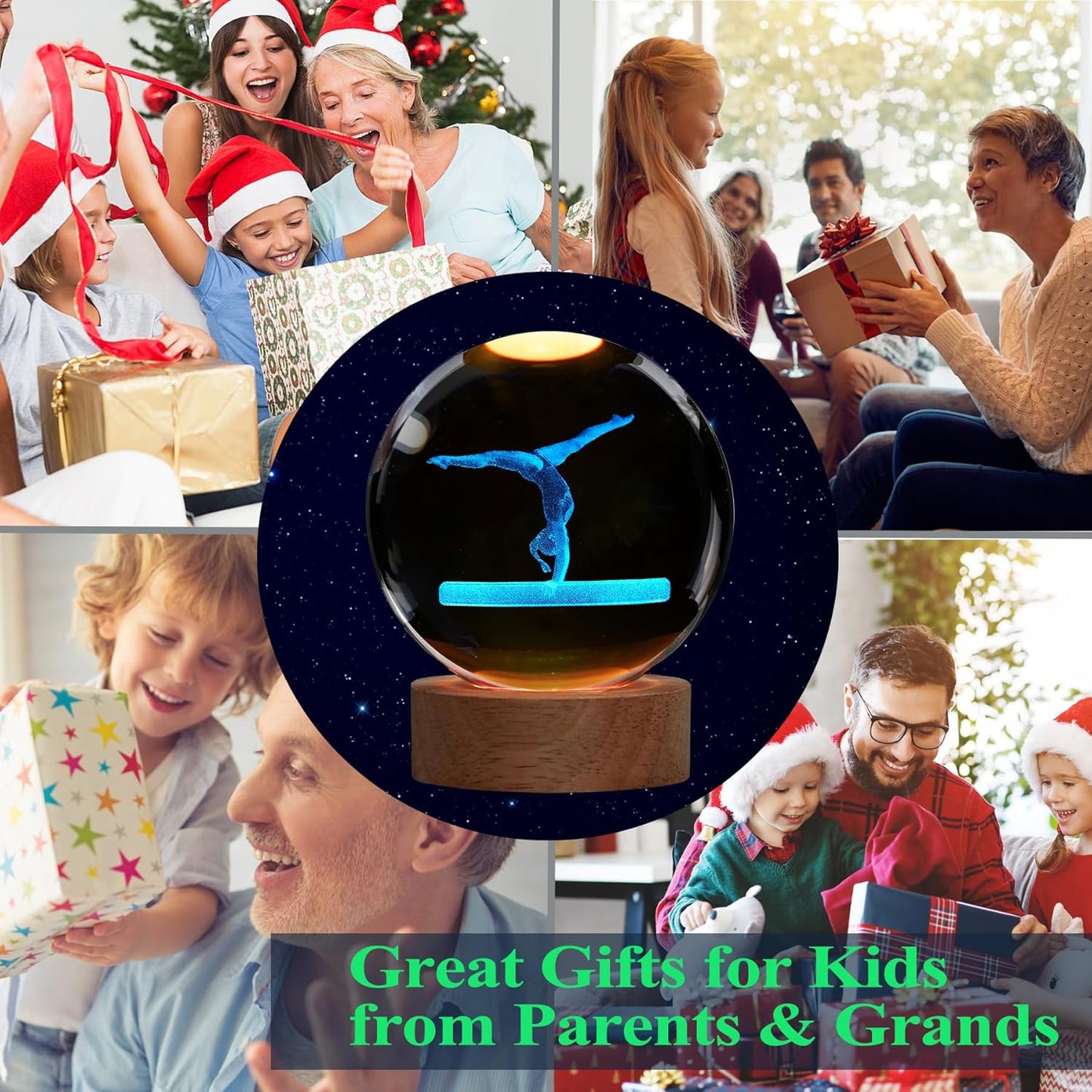 Gymnastics Night Light, Gymnastics Gifts for Girl, Gymnastics 3D (3.15 in) Crystal Ball Night Light with Remote Upgraded Lamps with 16 Color for Birthday Xmas Cool Room Decor for Boys Girls